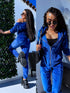 Two-piece, velvet suit "SPRING" - DARK BLUE
